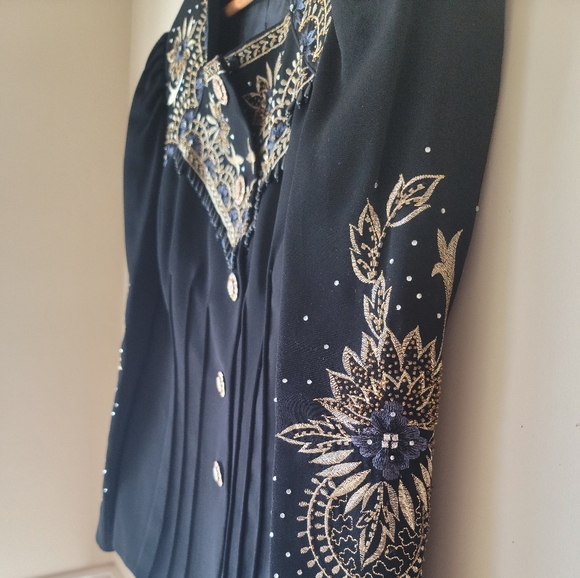 **Vintage*** Lisa Rene' rhinestone floral embroidered coat/jacket/blazer - Picture 4 of 15